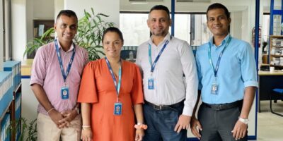 IWMI's knowledge management team (left to right): Chandima Gunadasa, Head of Library; Yamuna Udumalagala, Information Management Specialist; Udana Ariyawansa, Senior Information Management Officer; and Rasika Thushantha, Senior Information Management Specialist.