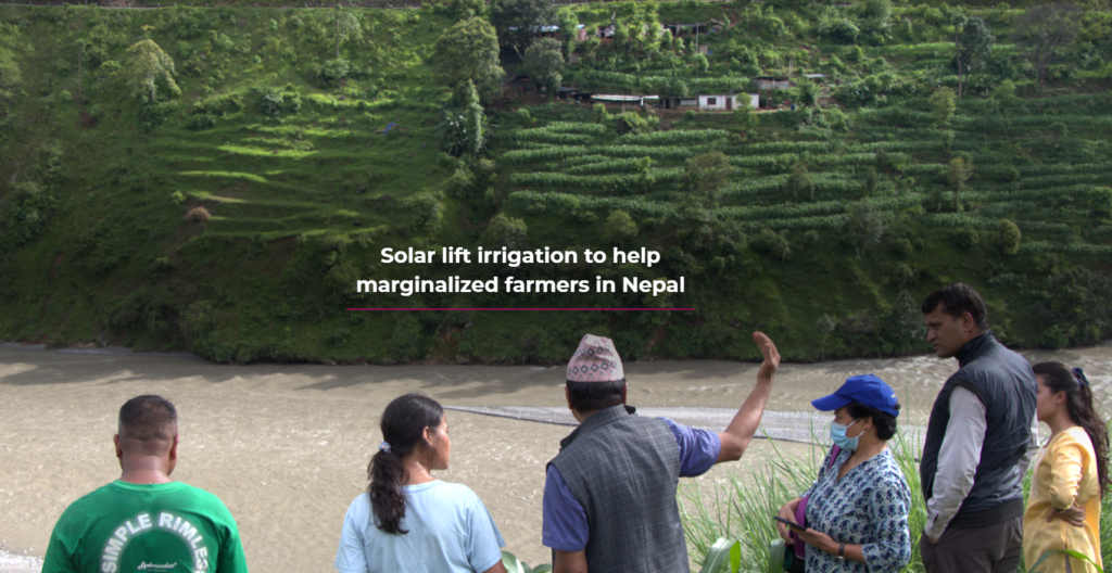 IWMI researchers with Bisdeutar residents discussing solar lift irrigation. Photo: Surendra Phuyal / IWMI